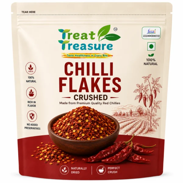 Treat Treasure Crushed Chilli Flakes – 100% Natural Red Chilli Flakes