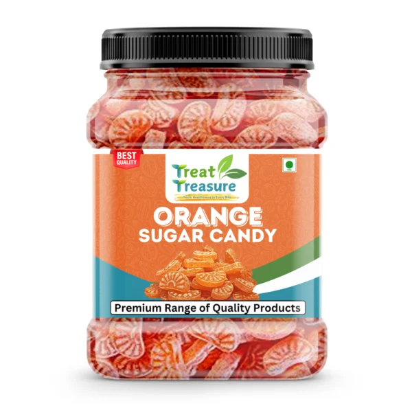 Treat Treasure Orange Sugar Candy | Sweet & Tangy Orange Flavoured Candy | Premium Candy